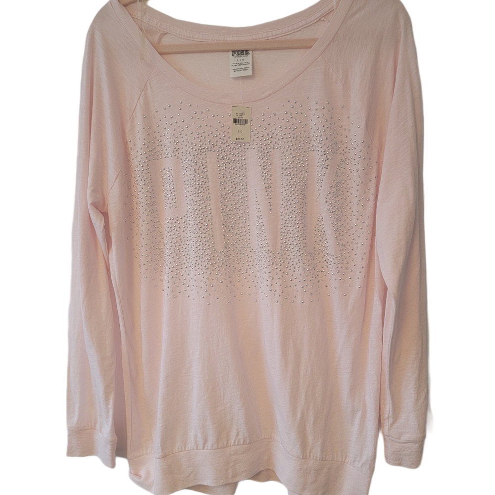 Pink long sleeve tee with sparkles
